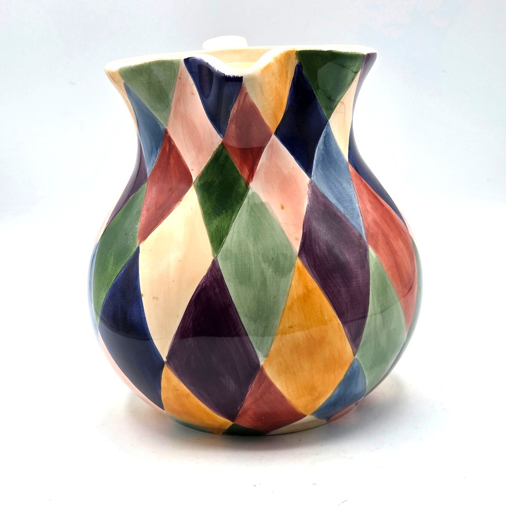 Tabletops Unlimited Carnival Harlequin Hand Painted Pitcher RETRO  Discontinued - Picture 4 of 8